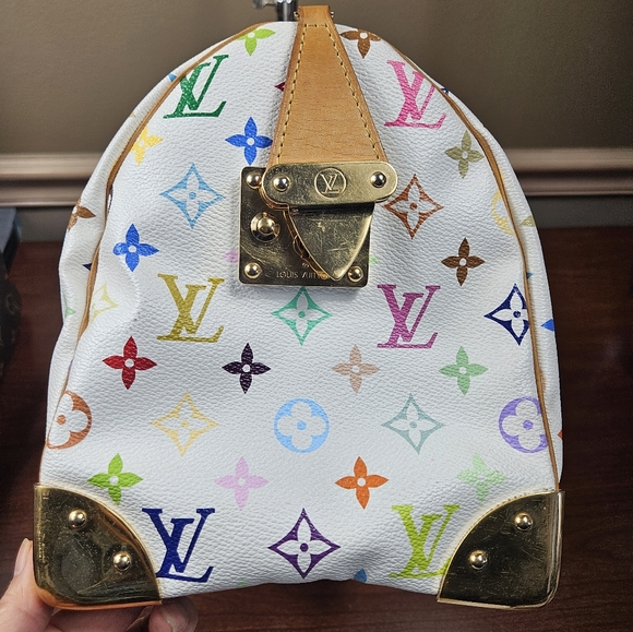 Auth Louis Vuitton Speedy 30 Multicolor White Satchel Handbag - Picture 14 of 15